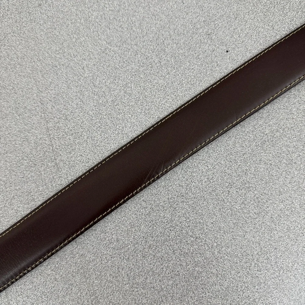 Cole Haan Brown Leather Belt Size 36 Silver Buckle Stitched Classic Casual 1.25